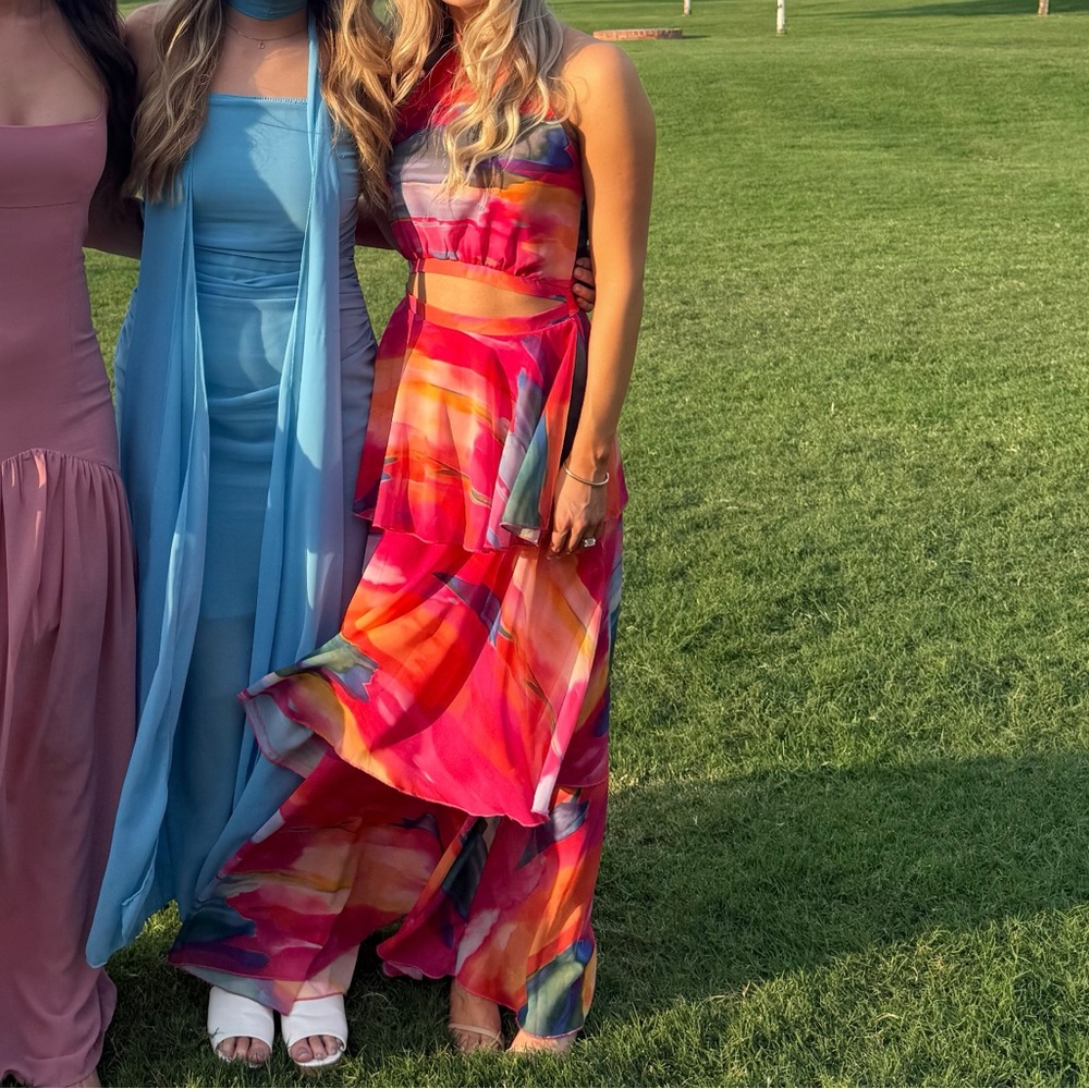 Colorful Maxi Dress Semi Formal - Picture 3 of 4